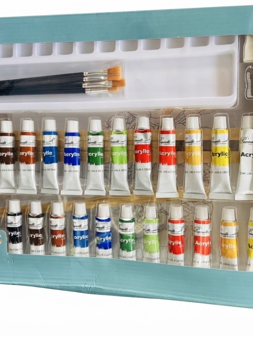 Acrylic Paint Tube Set with Brushes - Multicolor